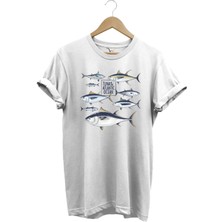 Fishing Balıkçılık Uzunkanat Orkinos Tuna Balığı Baskılı %100 Pamuk Regular Fit T-Shirt