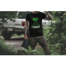 Outdoor Doğa Kamp No Wifi Tasarım Baskılı %100 Pamuk Regular Fit T-Shirt