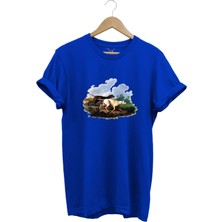 Hunting Avcılık Av Köpekleri ve Orman Baskılı Doğa Vahşi Yaşam %100 Pamuk Regular Fit T-Shirt