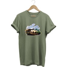 Hunting Avcılık Av Köpekleri ve Orman Baskılı Doğa Vahşi Yaşam %100 Pamuk Regular Fit T-Shirt