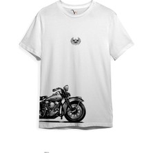 Chopper Motorsiklet Yan Detay Baskılı %100 Pamuk T-Shirt