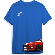 Araba Yan Detaylı Hız Limiti Baskılı Regular Fit %100 Pamuk T-Shirt