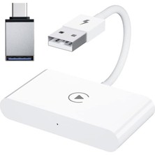 Mcreative Mobile Usb+ Type-C iPhone Kablosuz Wireless Carplay Adaptör Çevirici Beyaz