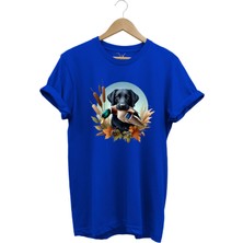 Avcılık Widi Hunting Ördek Avı ve Av Köpeği Baskılı %100 Pamuk Regular Fit Bisiklet Yaka T-Shirt