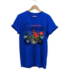 Motorsiklet Motorcu Özel Yaz Tasarımlı Ride On Summer Regular Fit %100 Pamuk T-Shirt