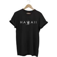Yaz Deniz Hawaii Yazı Baskılı Tekne %100 Pamuk Regular Fit Bisiklet Yaka T-Shirt