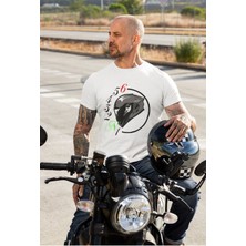 Motorcu Motorsiklet Vites Geçişleri ve Kask Tasarımlı 1N23456 %100 Pamuk Regular Fit T-Shirt