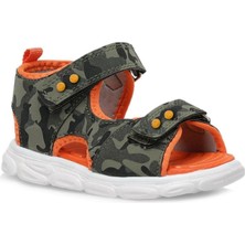 Rakerplus Haki Kamuflaj Desenli Metal Detaylı Cırtlı Bebek Sandalet Ayakkabı