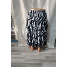 Lacivert-Siyah-Bej Dört Katlı Beli Lastikli 1 Adet Etek Kaliteli Şık Güzel