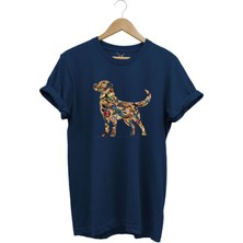 Avcılık Hunting Av Köpeği ve Ördek Baskılı %100 Pamuk Regular Fit Bisiklet Yaka T-Shirt