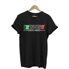 Motorsiklet One Down - Five Up Baskılı Motorsiklet Vites Geçişleri 1N23456 Baskılı Motorcu T-Shirt