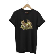 Avclık Tasarımlı Çulluk Avı Çulluk Kuşları ve Doğa Baskılı %100 Pamuk Regular Fit T-Shirt