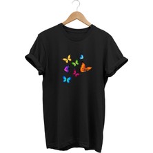 Colored Butterfly - Renkli Kelebek Baskılı Tshirt