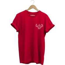 Gym Sporcu Fitness Dumbell Göğüs Baskılı Regular Fit %100 Pamuk T-Shirt