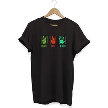 Peace Love Art Baskılı T-Shirt