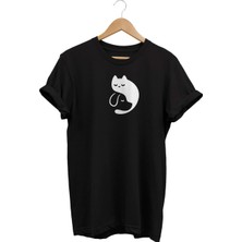 Kedi Köpek Baskılı T-Shirt %100 Pamuk Dijital Baskılı Tişört