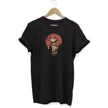 Samuray Kedi Baskılı T-Shirt