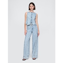 Gap Kadın Mavi Mid Rise Ultrasoft Baggy Jean Pantolon
