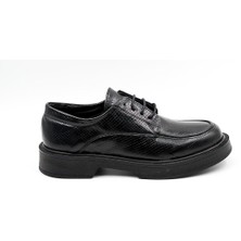 Kriste Bell Bağcıklı Klasik ve Günlük Kadın Ayakkabı KB268 Siyah Yılan