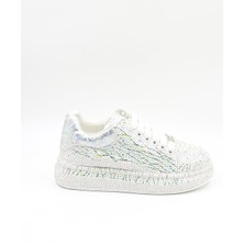 Guja Ithal Taş Detaylı Bağcıklı Sneakers Kadın Spor Ayakkabı GJ451 Beyaz