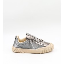 Kriste Bell  Paraşüt Kumaş Taşlı Bağcıklı Sneaker Kadın Spor Ayakkabı  KB2304 Platin