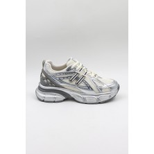 Kriste Bell Parlak Desenli Sneaker Kadın Spor Ayakkabı KB0038 Gümüş