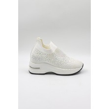 Kriste Bell Taş Detaylı Sneaker Kadın Spor Ayakkabı KB008 Beyaz