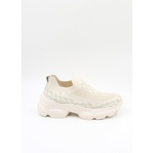 Guja Ithal Dolgu Tabanlı Triko Sneakers Kadın Spor Ayakkabı GJ497 Bej