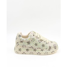 Guja Ithal Taş Detaylı Bağcıklı Sneakers Kadın Spor Ayakkabı GJ451 Bej