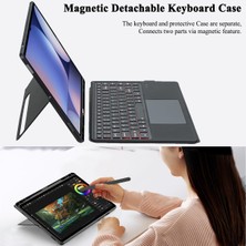 Galaxy Tab S10 Ultra 14.6 Inç SM-X920 ile Uyumlu Mag Touchpad Blutooth Işıklı Standlı Klavyeli Kılıf