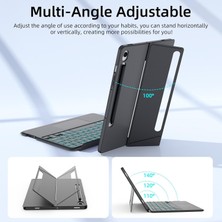 Galaxy Tab S10 Ultra 14.6 Inç SM-X920 ile Uyumlu Mag Touchpad Blutooth Işıklı Standlı Klavyeli Kılıf