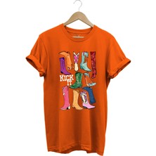 Unisex Cowgirl Kovboy Çizme Baskılı %100 Pamuk Regular Fit Bisiklet Yaka T-Shirt