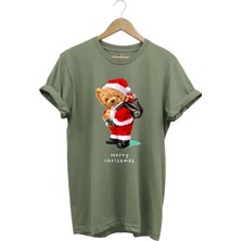 Yılbaşı Yeni Yıl Merry Christmas Sevimli Ayıcık Baskılı %100 Pamuk Regular Fit T-Shirt