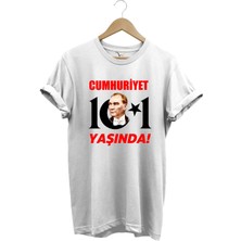 29 Ekim Cumhuriyet Bayramı Atatürk Ay Yıldız Baskılı Cumhuriyet 101 Yaşında Türkiye Tişört
