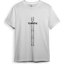 Bozkurt Göktürk Alfabesi Türkiye Sembolleri Yazısı ve Ay Yıldız ve Hilal Baskılı Regular Fit T-Shirt