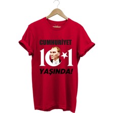 29 Ekim Cumhuriyet Bayramı Atatürk Ay Yıldız Baskılı Cumhuriyet 101 Yaşında Türkiye Tişört