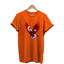 Türkiye Ay Yıldız Türk Bayrağı Kartal Tasarım Baskılı %100 Pamuk Regular Fit Bisiklet Yaka T-Shirt