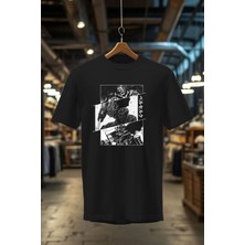 Anime Manga Baskılı Unisex Streetwear Şık Tasarımlı %100 Pamuk Bisiklet Yaka T-Shirt