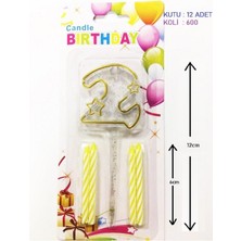 Mika Şeffaf Rakam Mum - Gold Renk, 12 cm Doğum Günü ve Parti Süslemesi