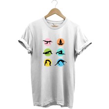 Yoga Meditasyon Hareketleri Baskılı %100 Pamuk Regular Fit Bisiklet Yaka T-Shirt