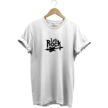 Lets Rock Elektro Gitar Baskılı Festival %100 Pamuk Regular Fit Bisiklet Yaka T-Shirt