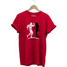 Gym Fitness Spor Yapan Kadın ve Erkek Baskılı %100 Pamuk Regular Fit Bisiklet Yaka T-Shirt