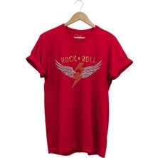 Rock And Roll Rock Müzik Kanat Baskılı Regular Fit %100 Pamuk T-Shirt