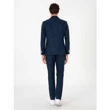 Cacharel Erkek Lacivert Slim Fit %100 Keten Pantolon 50306223-VR033