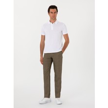 Cacharel Erkek Haki Slim Fit %100 Keten Klasik Pantolon 50306223-VR027