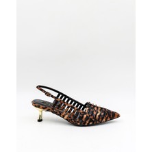 Kriste Bell Kısa Topuk Zımba Detay Stiletto KB5031 Leopar