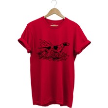 Avcılık Av Desenli Orman Temalı Pointer Av Köpeği Tasarımlı %100 Pamuk Regular Fit T-Shirt