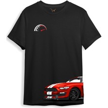 Araba Yan Detaylı Hız Limiti Baskılı Regular Fit %100 Pamuk T-Shirt