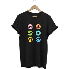 Yoga Meditasyon Hareketleri Baskılı %100 Pamuk Regular Fit Bisiklet Yaka T-Shirt