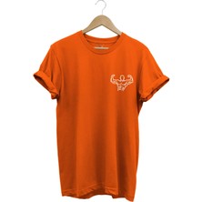 Gym Sporcu Fitness Dumbell Göğüs Baskılı Regular Fit %100 Pamuk T-Shirt